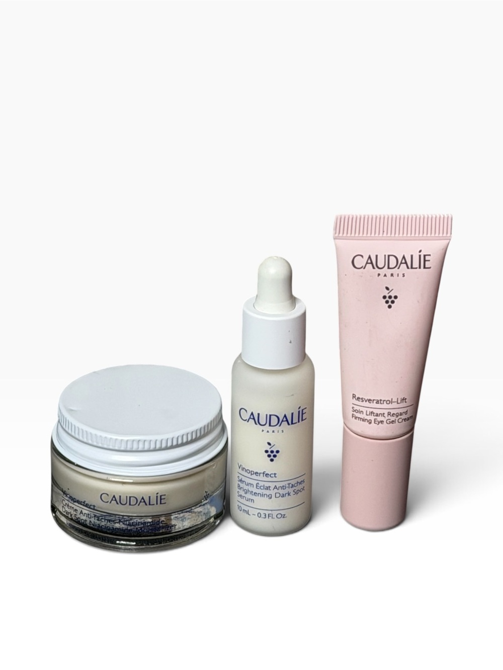 Caudalie Pink and White Skincare Trio - Moisturizer, Serum & Eye Gel